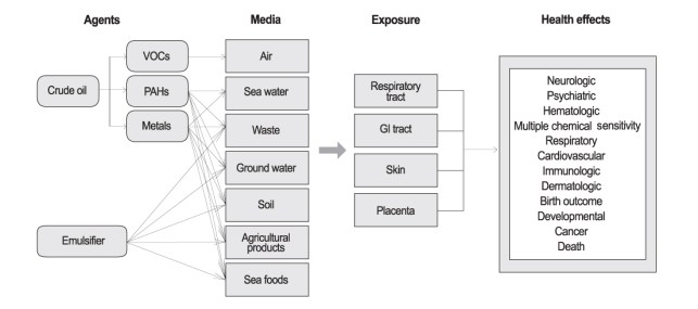 A literature review on health effects of exposure to oil spill - J Prev Med Public Health. 2008 Sep;41(5):345-354. Korean.