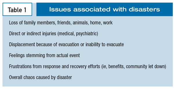 Issues Associated with Disasters